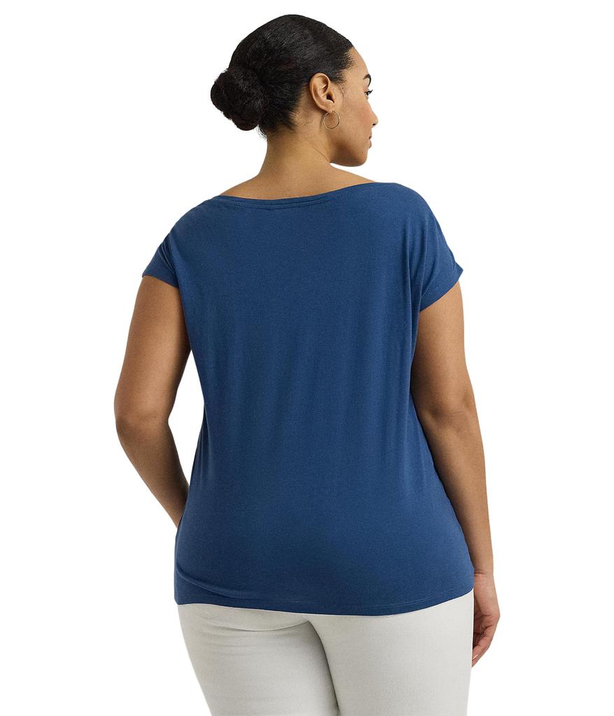 LAUREN Ralph Lauren Plus-Size Floral-Embroidered Jersey Tee