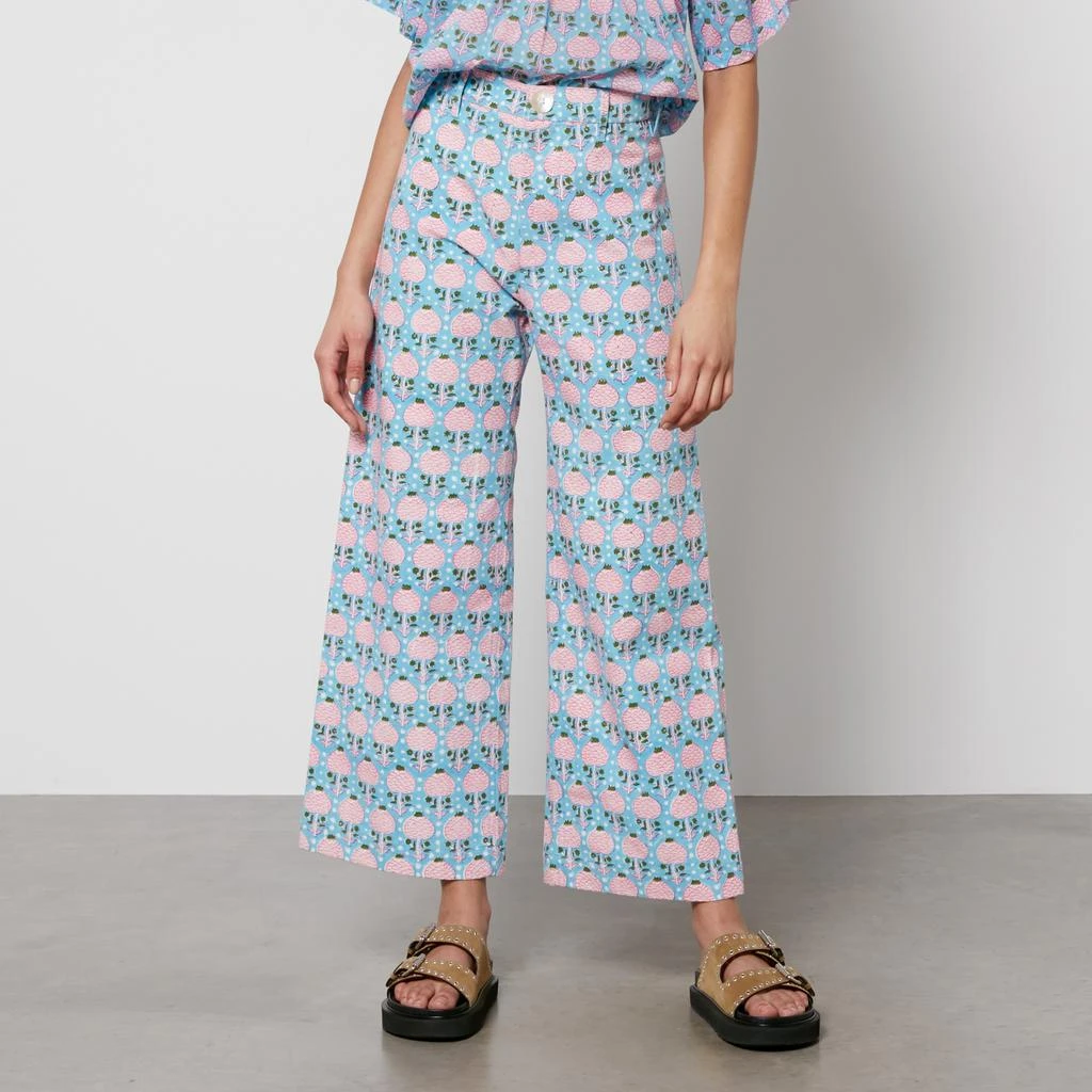 SZ Blockprints Disco Printed Denim Wide-Leg Trousers 1