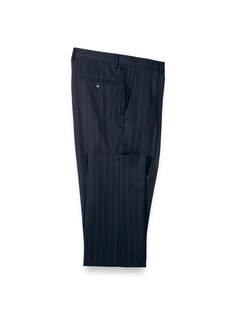 Paul Fredrick Navy/brown Wool Stripe Single Pleat Suit Pants