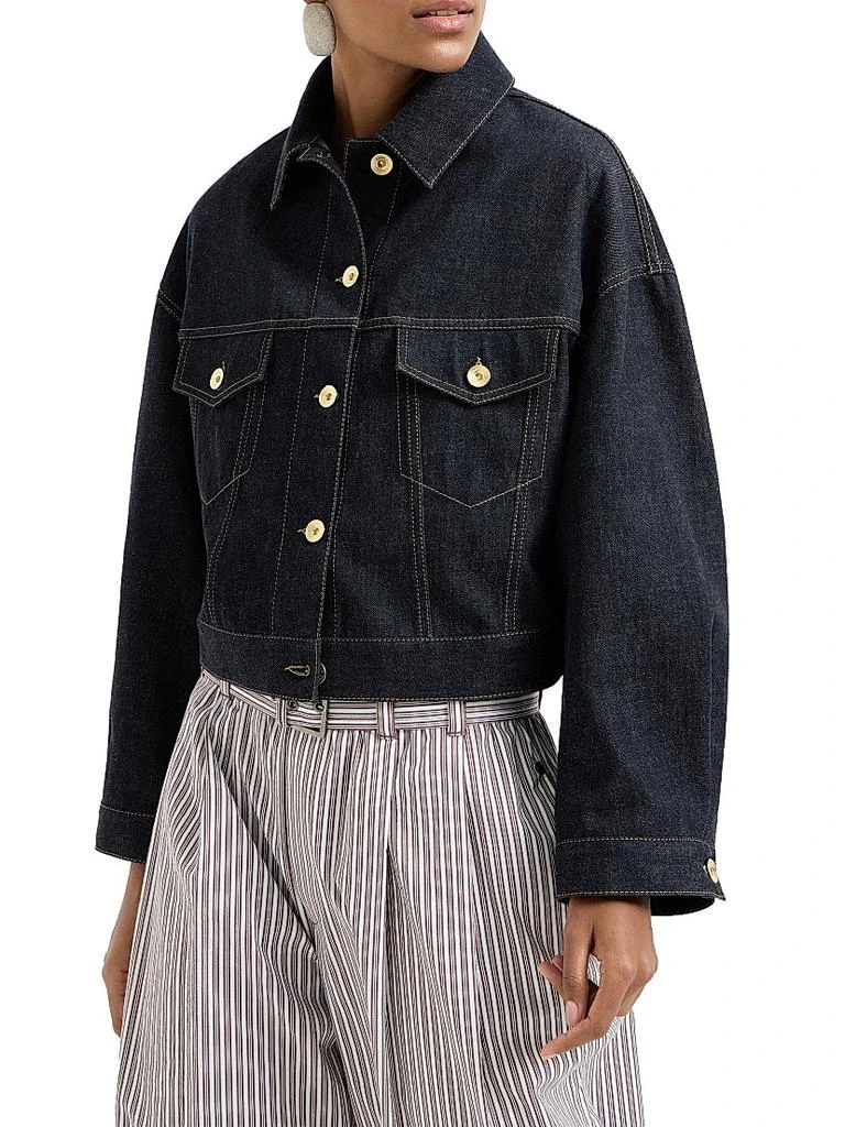 Brunello Cucinelli No Fade Denim Outerwear Jacket with Monili 2