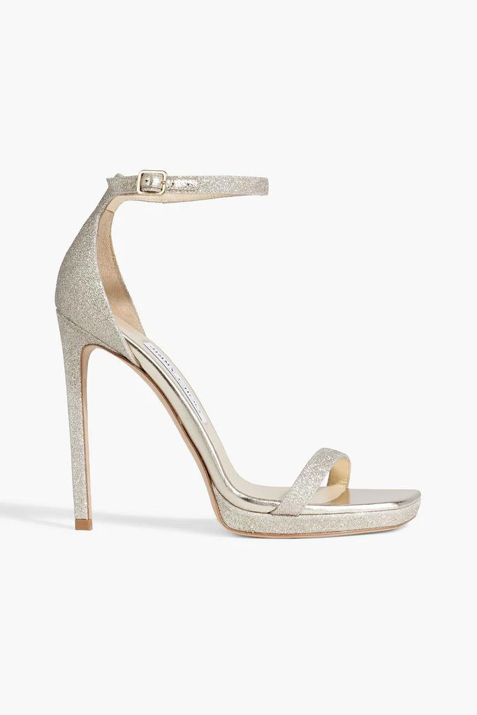 Jimmy Choo Alva 120 glittered metallic leather platform sandals 1