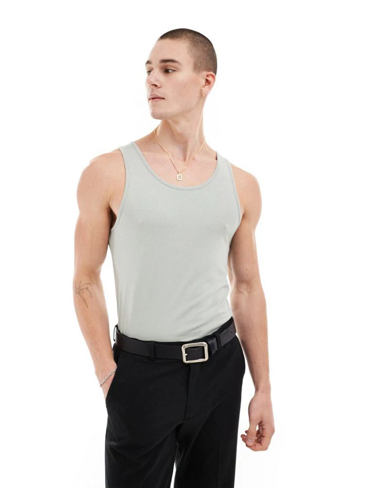 ASOS ASOS DESIGN muscle fit vest in light green 1