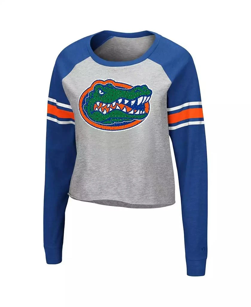 Colosseum Women's Heathered Gray and Royal Florida Gators Decoder Pin Raglan Long Sleeve T-shirt 3