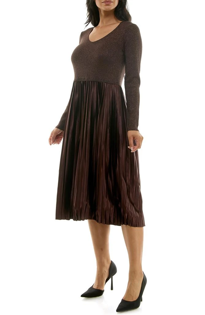 Nina Leonard Long Sleeve Mixed Media Dress 4
