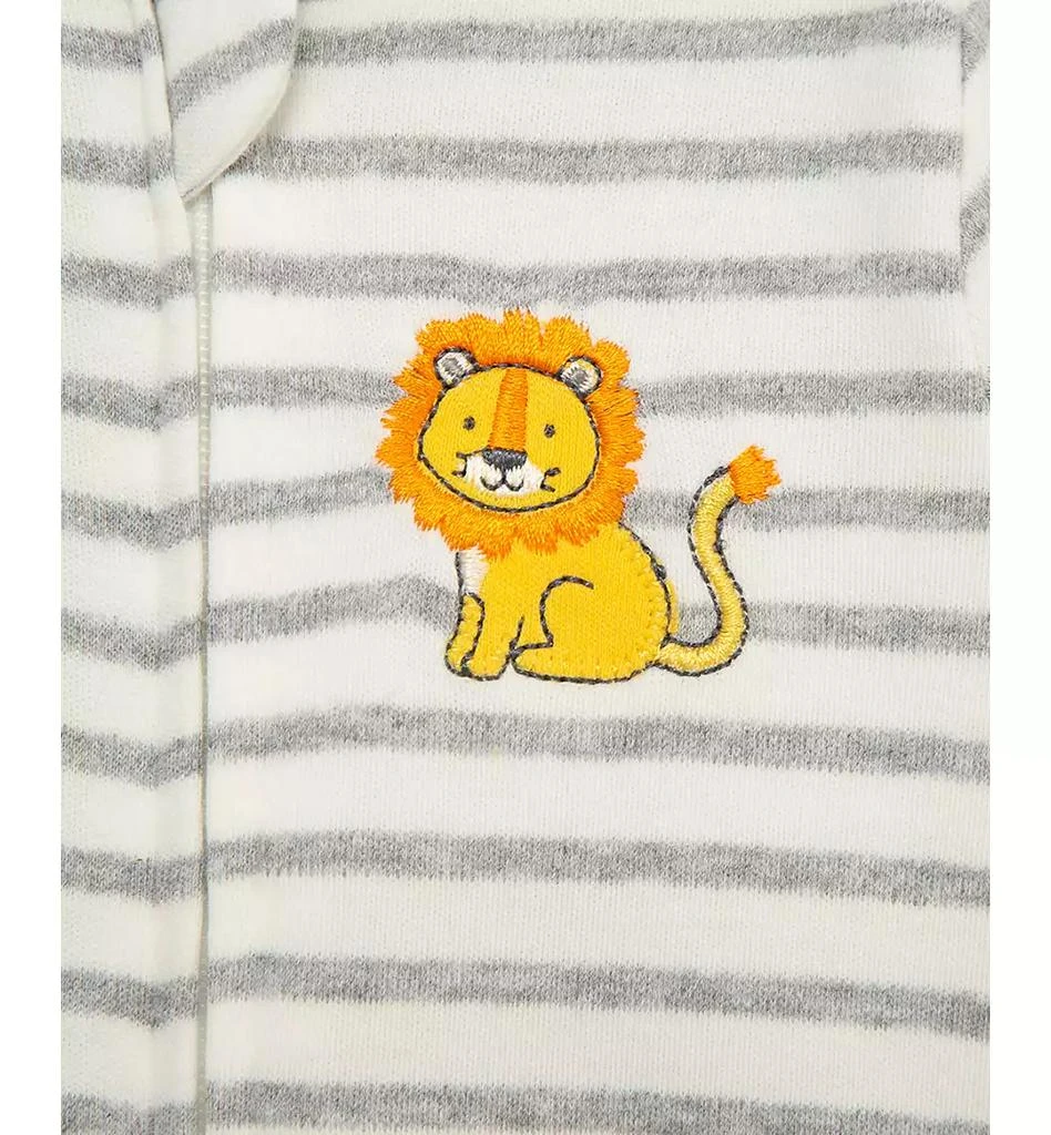 Little Me Baby Boys Long Sleeved Striped Lion Footed Coverall 4