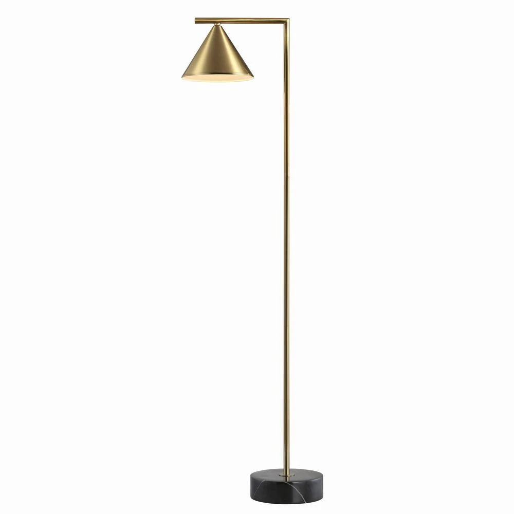 JONATHAN Y Chelsea 60" Metal/Marble Cone Shade LED Floor Lamp 2