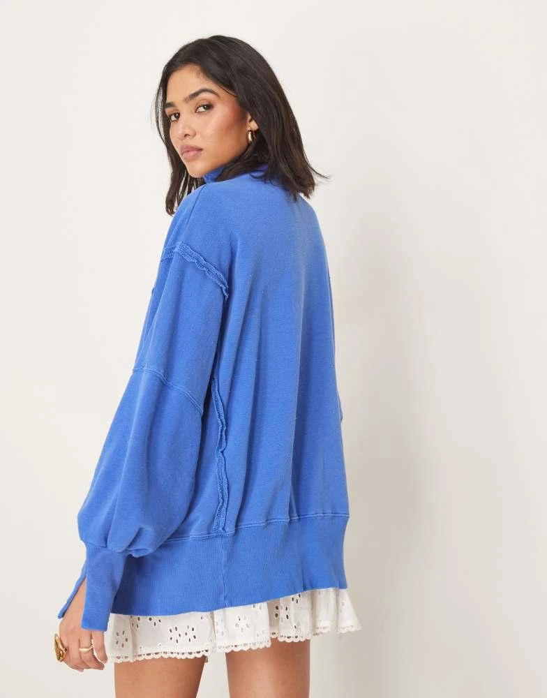 Free People Free People camden henley sweater in sapphire blue 4