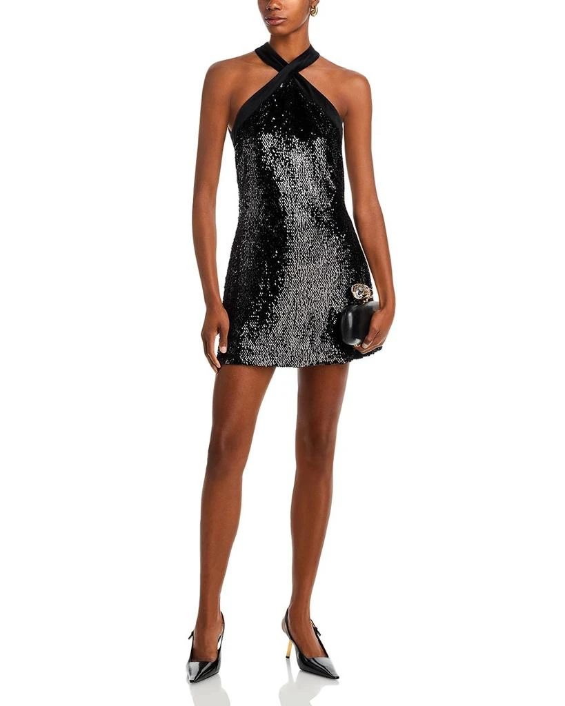 SIMKHAI Women's Isla Halter Neck Sequin Mini Dress - Black - Size 2 SIMKHAI Women's Isla Halter Neck Sequin Mini Dress - Black - Size 2