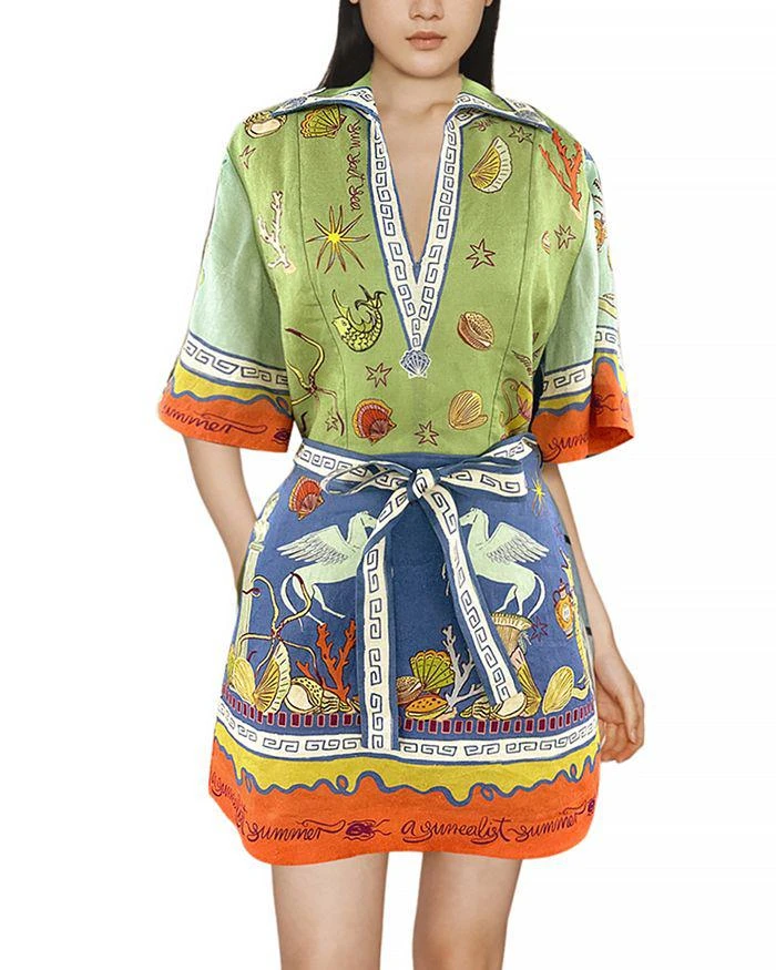 ALÉMAIS Surrealist Linen Mini Dress 1