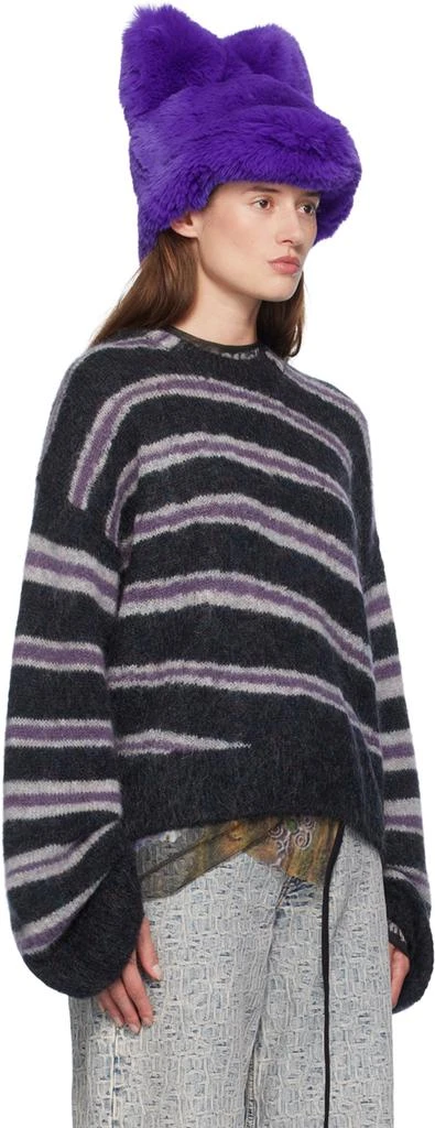 Acne Studios Gray & Purple Striped Sweater 2