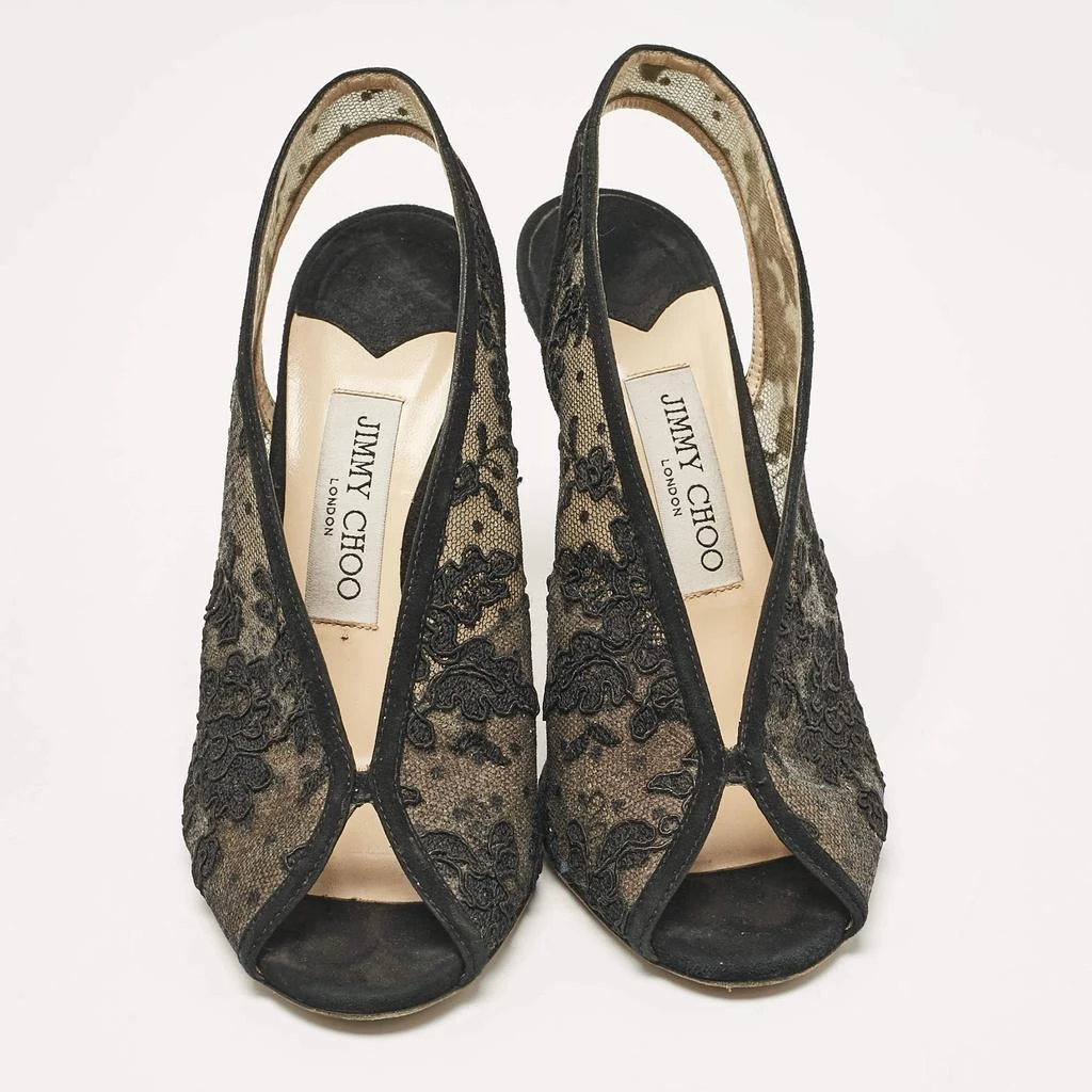 Jimmy Choo Jimmy Choo Black Lace Shar Slingback Pumps Size 37.5 3