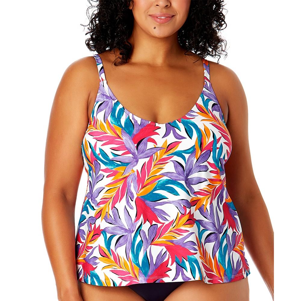 Anne Cole Plus Size Printed Tankini Top