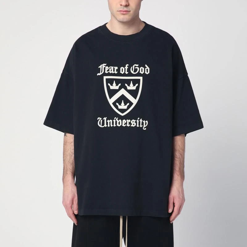 Essentials Black T-shirt with University logo 1