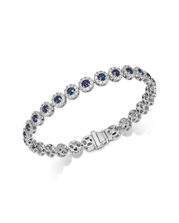 Bloomingdale
s Fine Collection Blue Sapphire 
Diamond Halo Tennis Bracelet in 14K White Gold