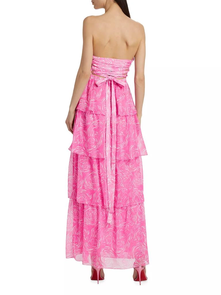 Amanda Uprichard Gaston Tiered Floral Strapless Maxi Dress 5