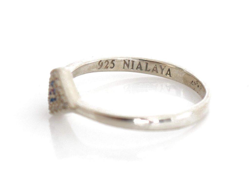 Nialaya Nialaya Blue Red CZ 925 Silver Clear Ring