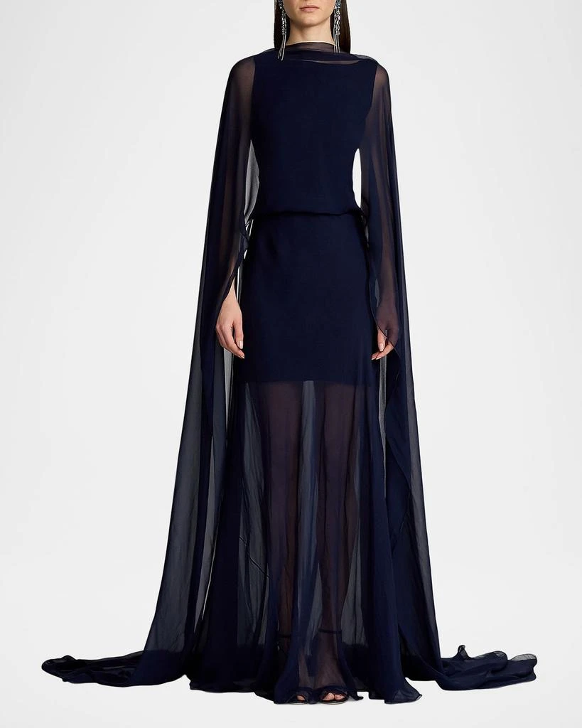 Ralph Lauren Dylon Washed Chiffon Scarf Evening Dress 2