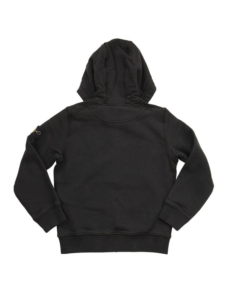 Shop Stone Island Junior Logo Patch Zipped Hoodie on Sale at