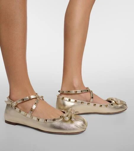 Valentino Rockstud metallic leather ballet flats 7
