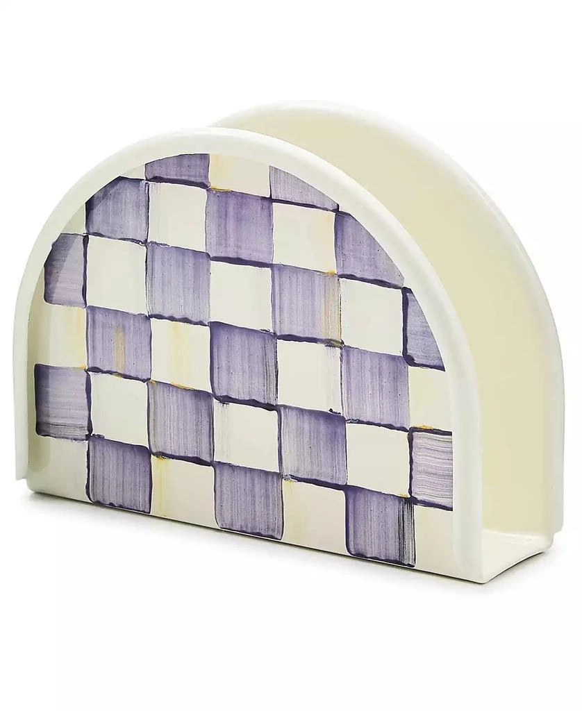 MacKenzie-Childs Violet Check Handmade Napkin Holder 3