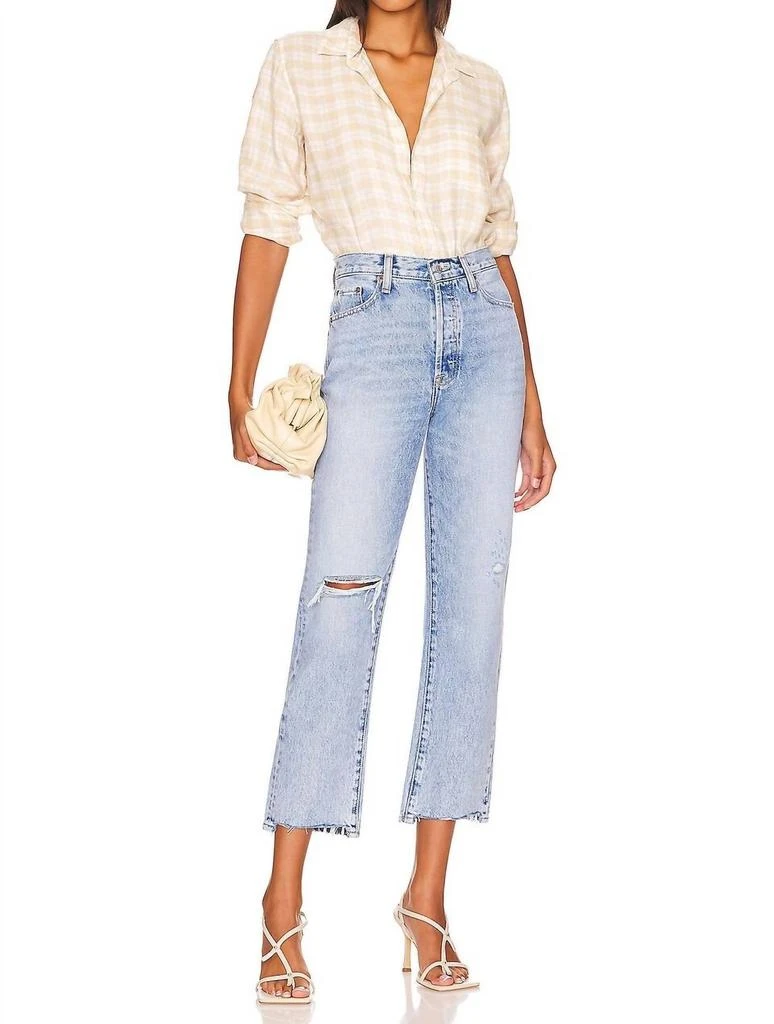 Frank & Eileen Barry Woven Button Up Top In Sand 1