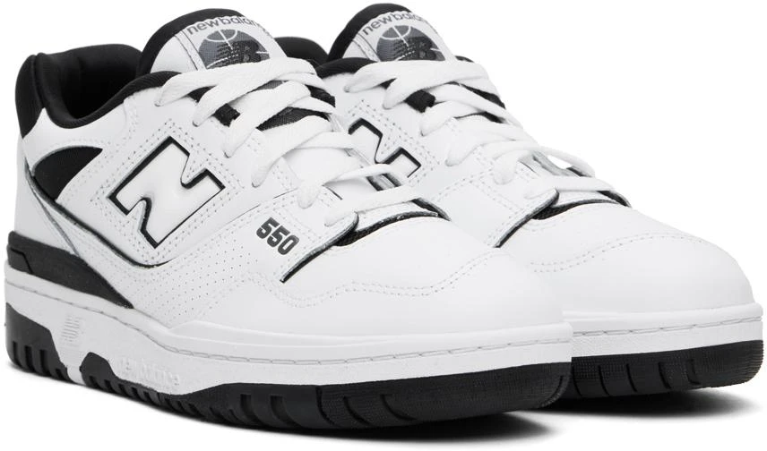 New Balance White & Black BB550 Sneakers 4
