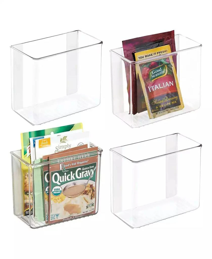 iDesign Adhesive Organizer Bin for Kitchen - Set of 4 - Clear