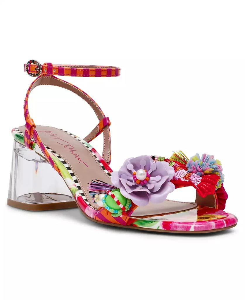 knee length dresses for ladies Satin Block Heel Sandal with Front Oversized Tulle Bow, Women Shoes 8 / Rhinestones Strap main image 0