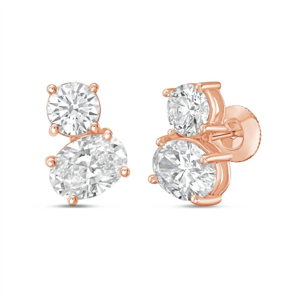 Diana M Jewels Diana M Jewels - Women's Round & Oval Lab-Grown Diamond Stud Earrings (5.00 Ct) - Statement