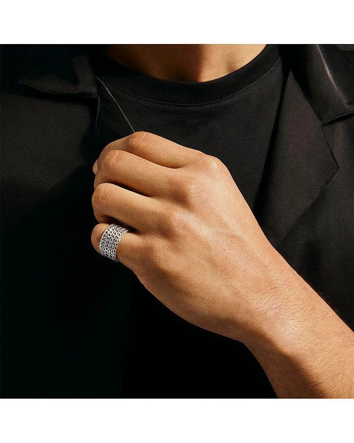 John Hardy Sterling Silver Icon Diamond Multirow Weave Ring 7