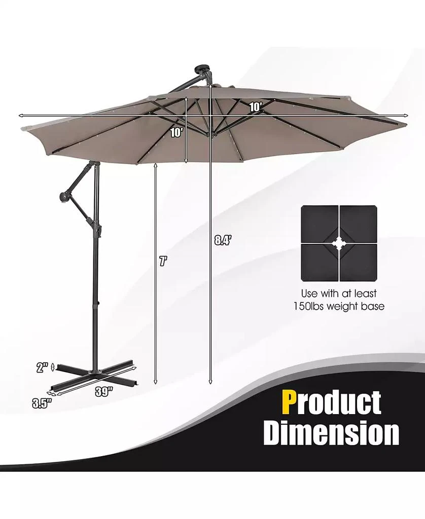 GOUUN 10 Feet Patio Cantilever Umbrella with Tilting System 3