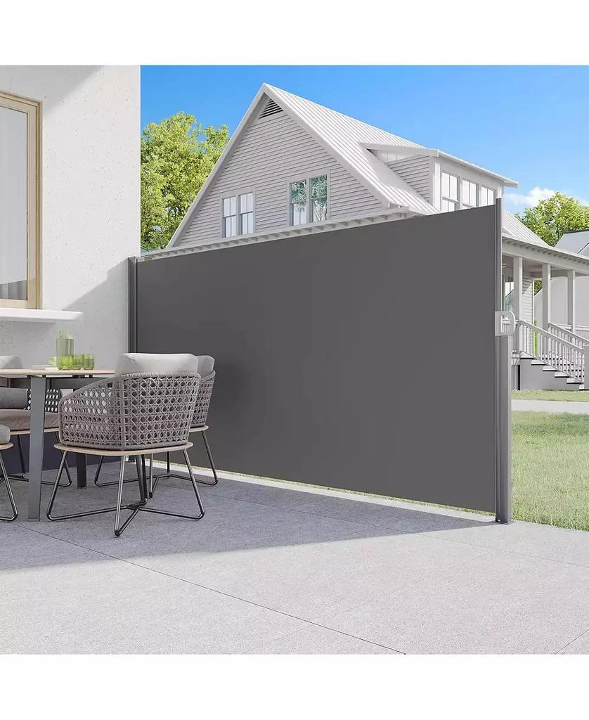 AECOJOY Retractable Side Awning, Double Side Awning, Waterproof Folding Outdoor Privacy Screen