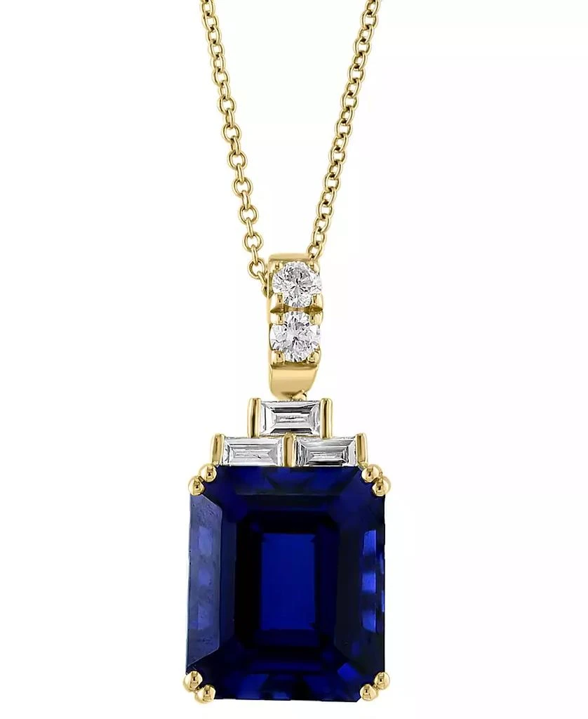 EFFY Collection EFFY® Lab Grown Sapphire (10 ct. t.w.) & Lab Grown Diamond (1/2 ct. t.w.) 18" Pendant Necklace in 14k Gold 3