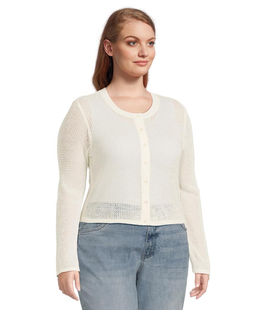 Mod-o-doc Long Sleeve Button Front Open Knit Sweater