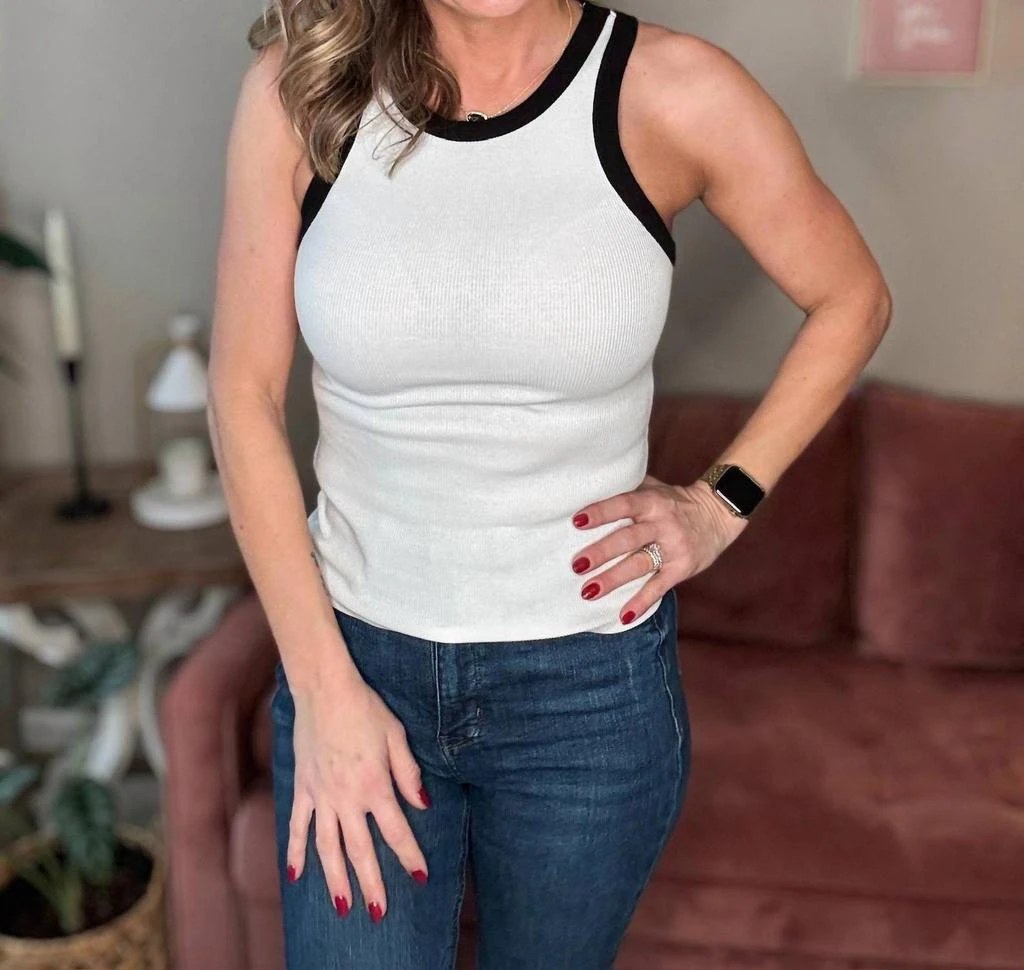 Blu Pepper Blu Pepper - Contrast Trim Racerback Knit Tank Top 3