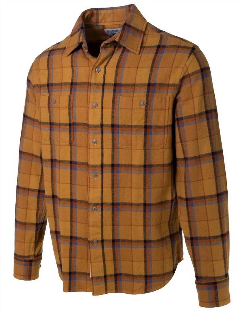 Schott Men's Cotton Flannel Button-Up Shirt In Gold
