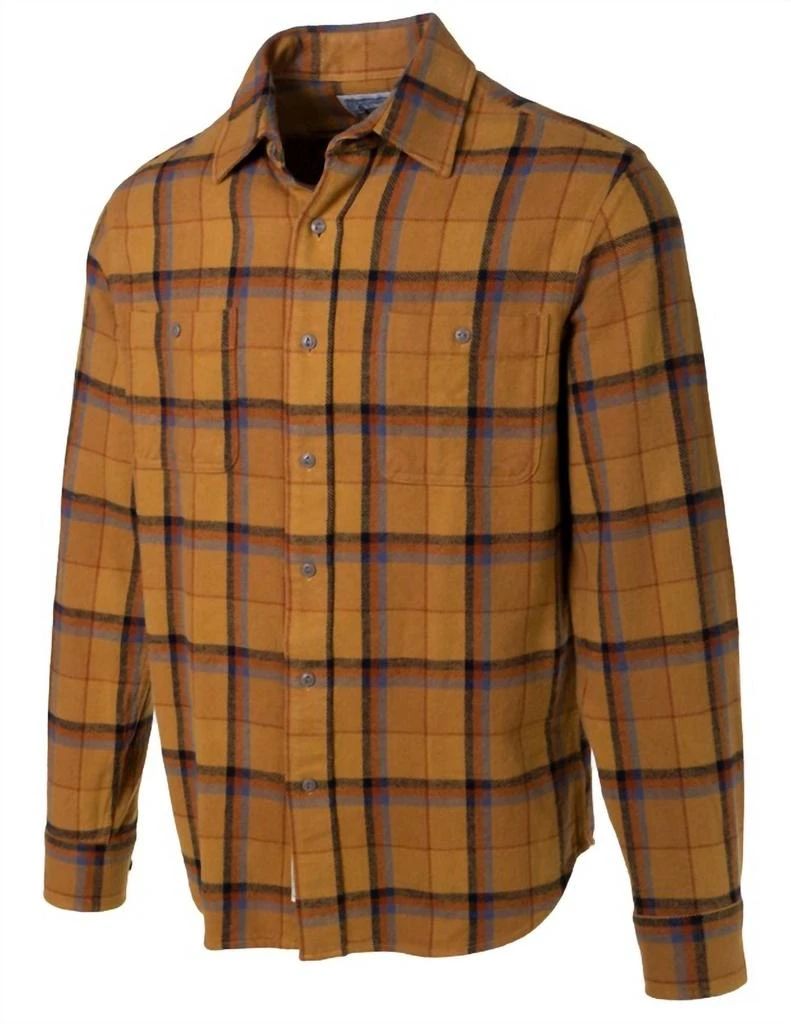 Schott Men's Cotton Flannel Button-Up Shirt In Gold 2