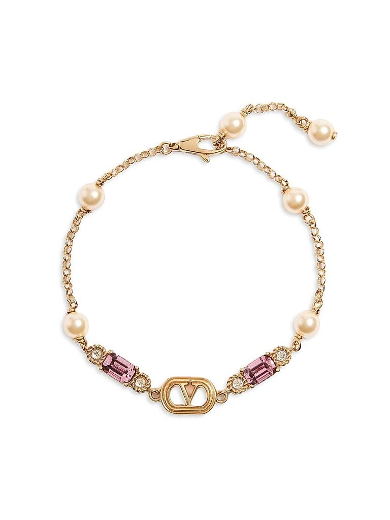 Valentino Ovalette Bracelet in Metal, Pearls and Swarovski Crystals