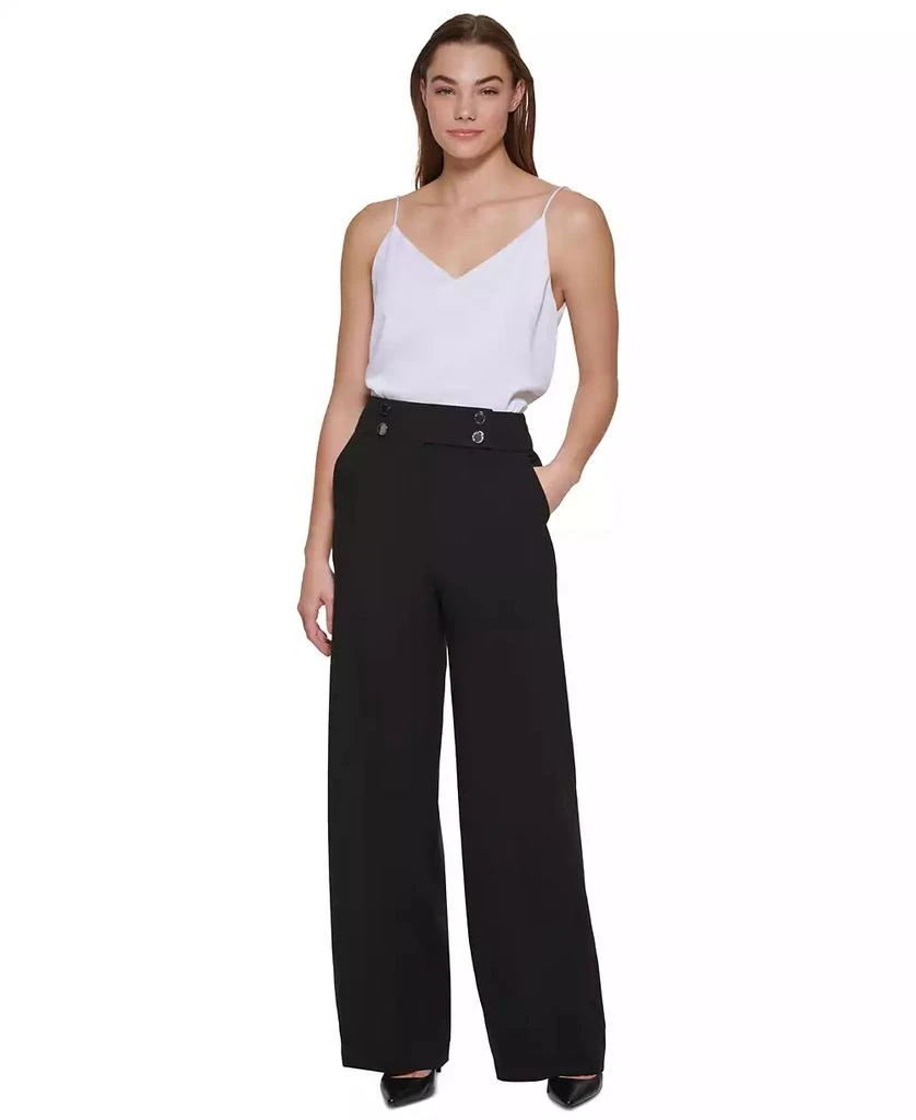 Calvin Klein Women's Whitney Button Front Wide Leg Pants 5