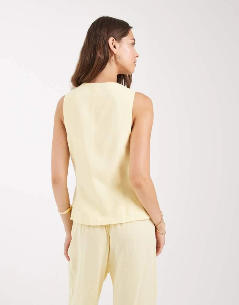 ASOS ASOS DESIGN linen blend waistcoat in buttermilk co ord 4
