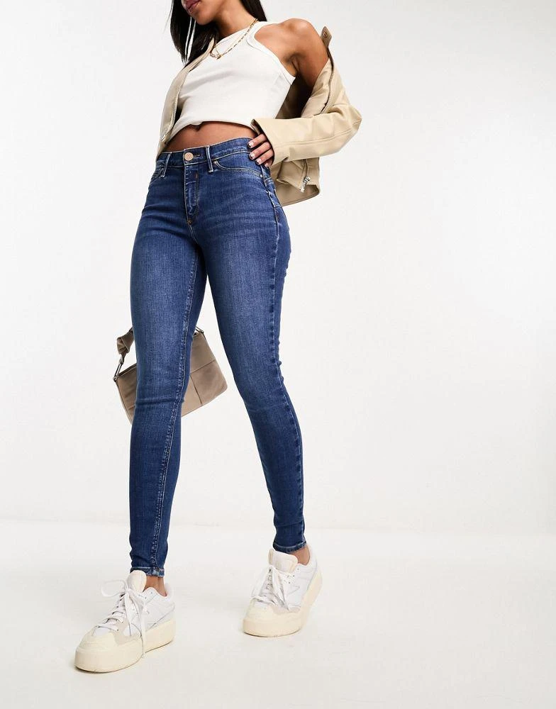River Island River Island Molly mid rise sculpt skinny jeans in mid blue wash 1