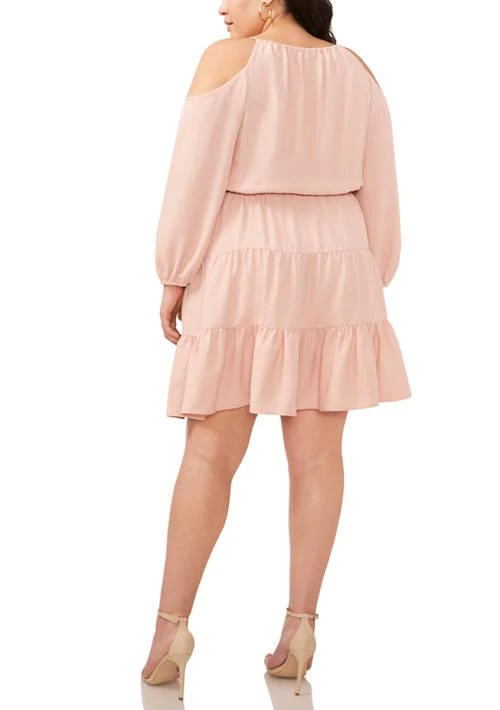 1. State Plus Size Long Sleeve Cold Shoulder Tiered Dress 2