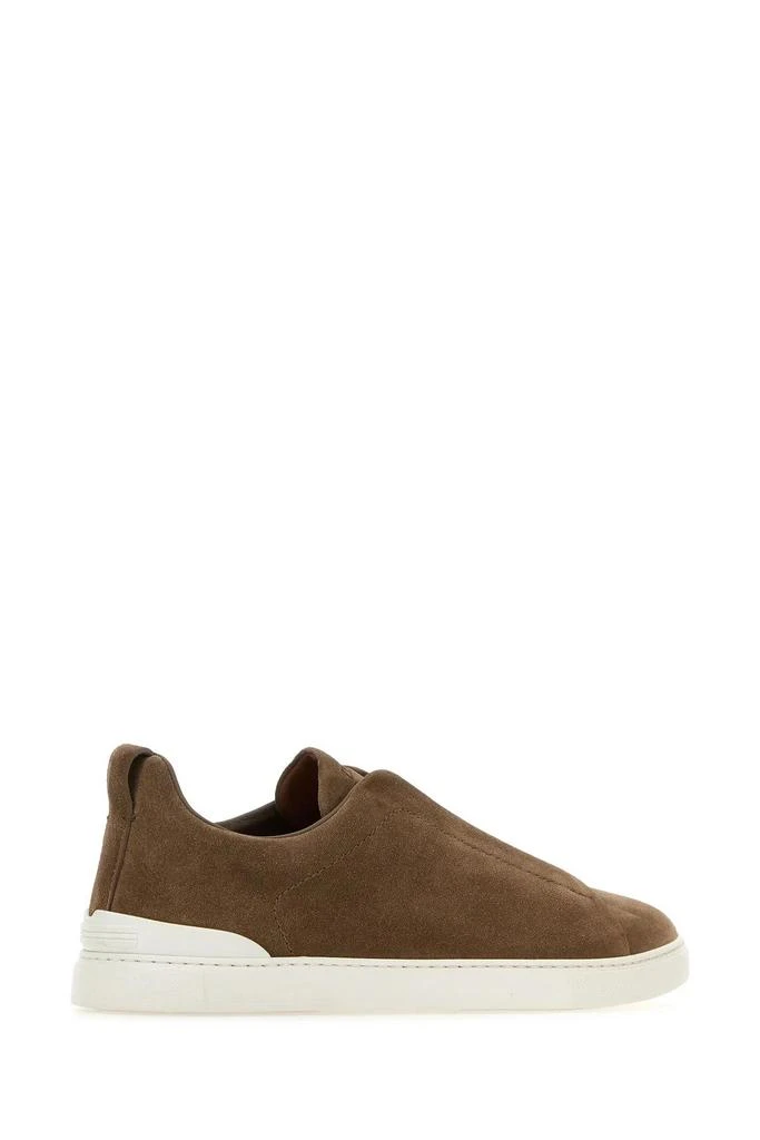 Zegna Dove Grey Suede Triple Stitch Slip Ons 3