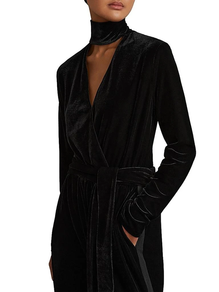 REISS Vera Velvet Wrap Neck Jumpsuit 5