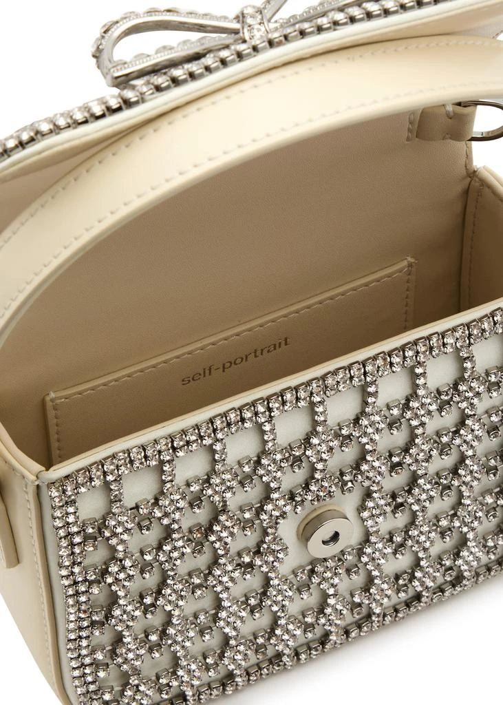 Self Portrait Micro crystal-embellished satin and leather top handle bag 4