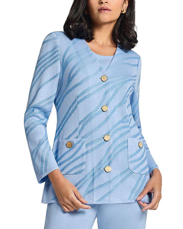 Misook Printed V Neck Jacket