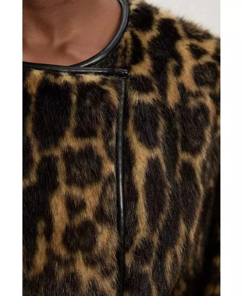 KAREN MILLEN Women
s Faux Fur Collarless Tie Belted Midi Coat 4