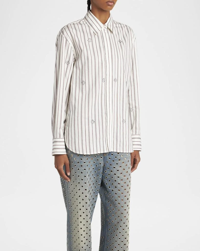 Golden Goose Marysole Embellished Striped Button-Down Shirt 4