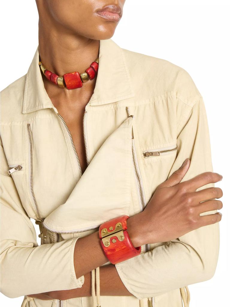 【関税込み】Isabel Marant ゴールド Short チョーカー Isabel Marant Goldtone, Leather & Resin Choker - Fashion