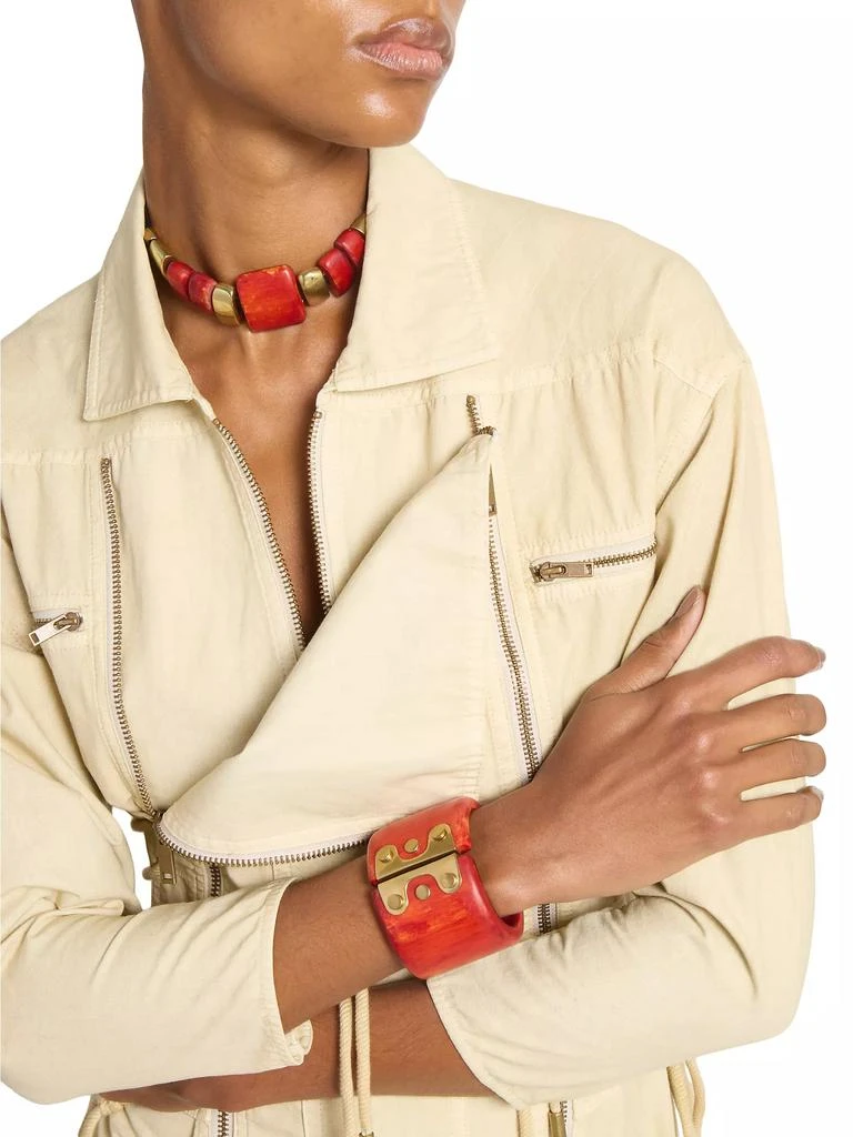 Isabel Marant Goldtone, Leather &amp; Resin Choker 2